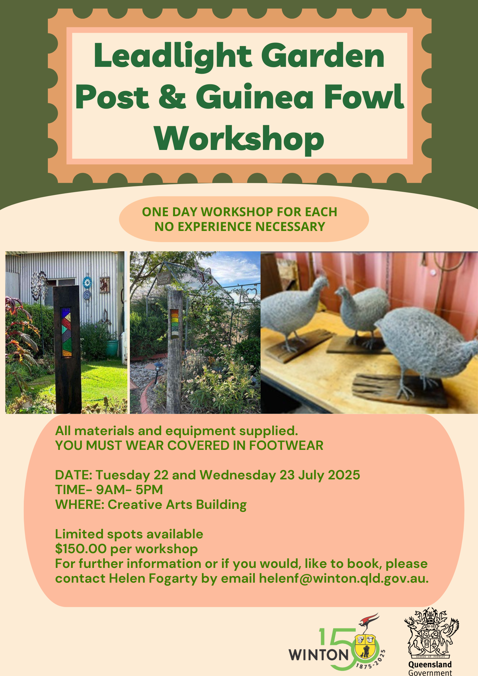 Leadlight Garden Post and Guinea Fowl Workshop