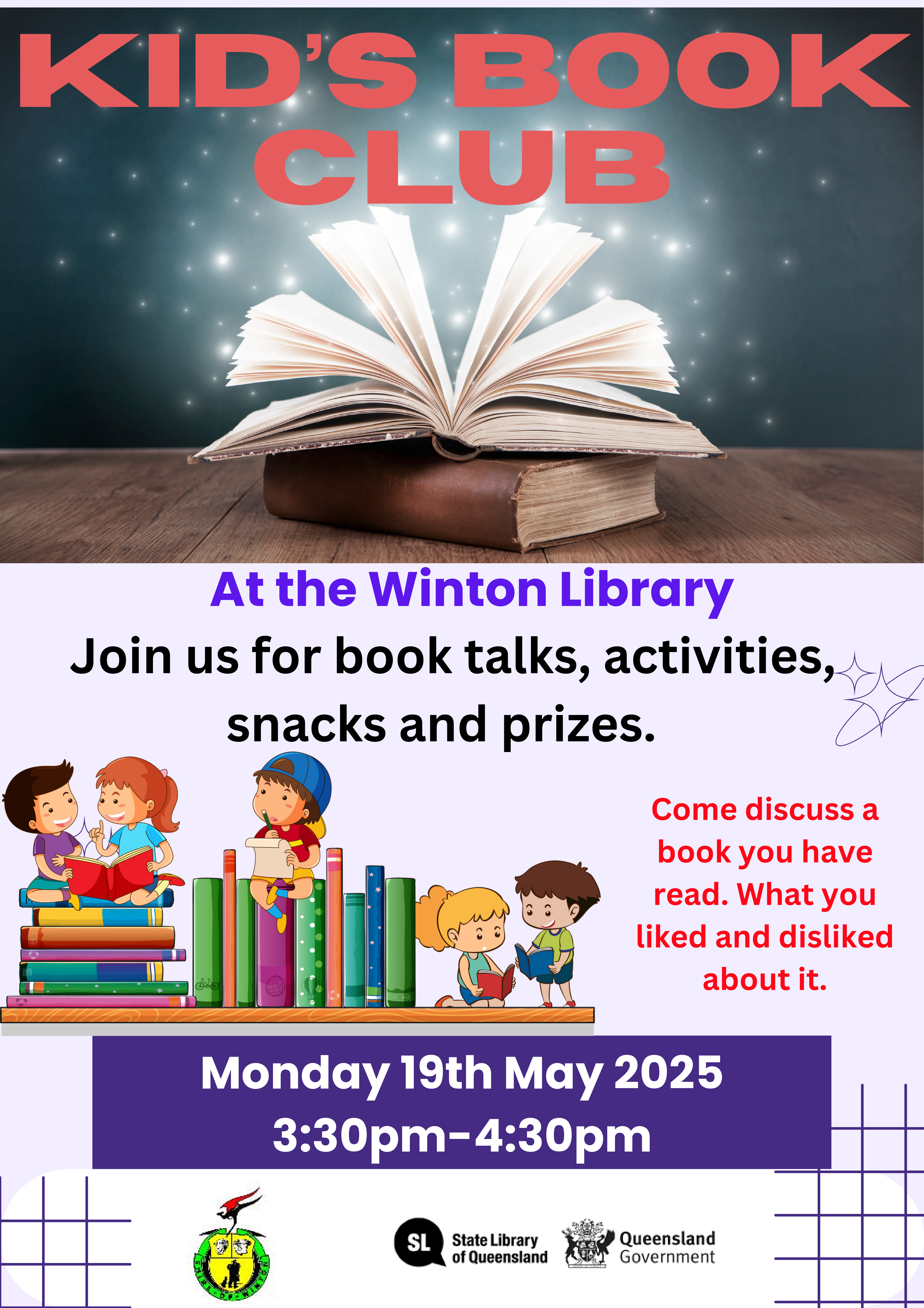 Kids Book Club Flyer 19 May